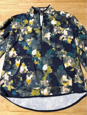 T by Talbots Women’s Medium Petite Floral Quarter Zip Pullover Sweatshirt